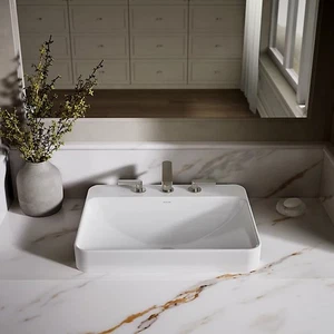 Fregadero de baño Kohler 2660-8-0 Vox® 23” recipiente rectangular con cubierta de grifo - blanco - Imagen 1 de 11