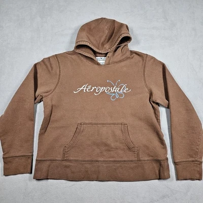 Sudadera con Capucha De Colección Aeropostale Para Mujer XL Marrón Mariposas Y2K Grunge Patinador Punk Preppy Foto 1 de 4