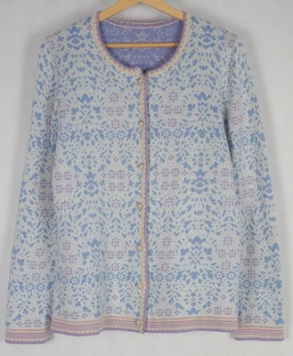 OLEANA  Damen Strick Jacke -Cardigan-wolle Seide-Blau L - Bild 1 von 4