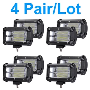 4 Pair Aluminum 5" LED Work Light Bar Flood Spot Offroad Driving SUV Truck Lamps - Bild 1 von 11