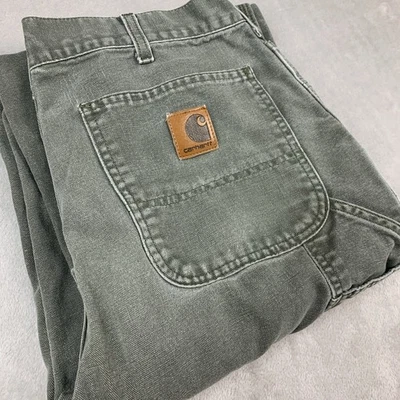 Pantalones Carhartt B11 MOS Hombres 34x34* Verde Carpintero Patinador Grunge Envejecido Y2K Foto 1 de 4