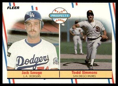 1988 Fleer Jack Savage/Todd Simmons Rookie Los Angeles Dodgers/San Diego Padres - Image 1 of 2