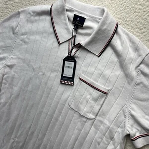 Ben Sherman Drop Needle Polo Men's Large Classic Fit Polo Shirt Coconut Milk - Picture 1 of 8
