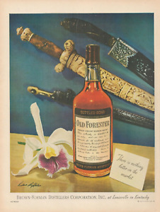 1946 Old Forester Kentucky Bourbon Whiskey Three Swords Flower Vintage Print Ad