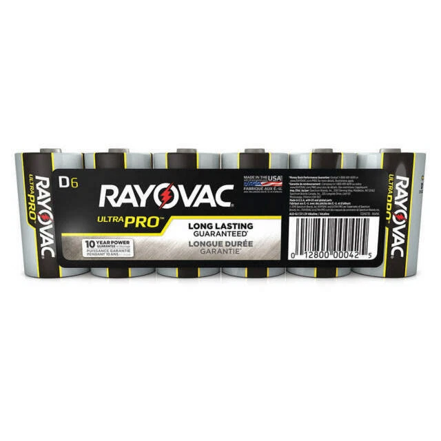 Rayovac Ultra Pro 1.5V Alkaline Shrink-Wrapped D Batteries (Pack of 6)