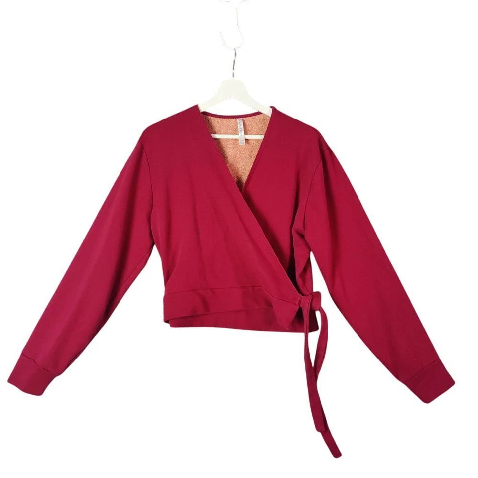 Fabletics Burgundy Wrap Crop Sweatshirt Ballet Dance Athletic Workout Womens XXL - Image 1 of 4