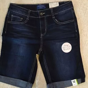 Bermuda stretch denim blue jeans long relaxed fit shorts Girls size 12 Reg - Picture 1 of 5