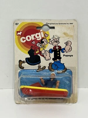 Vintage Corgi POPEYE in Boat on Card #67 Mettoy 1980 NOS New & Unopened - Image 1 of 4