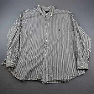Ralph Lauren Dress Button Down Shirt Men's Size 5XB White Black Striped - Picture 1 of 14