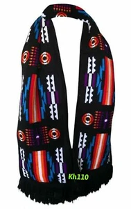 Southwest Native American Indian Navajo Print Knit Scarf-Black - Picture 1 of 3