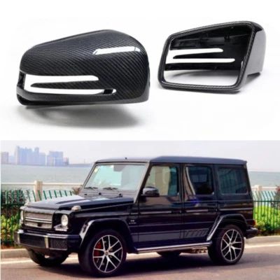 Tapas de cubierta de espejo retrovisor de fibra de carbono real para Benz G GLE GLS Clase G550 AMG G63 Foto 1 de 4