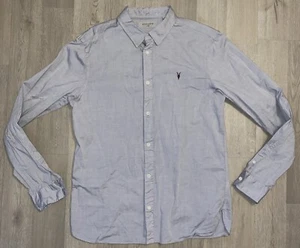 ALLSAINTS Redondo Ramskull Oxford Shirt Large Gray Button Down Long Sleeve - Picture 1 of 16