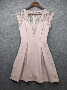 BCBGeneration Dress Womens 0 Pink Sleeveless Lace Trim Pleated Mini - Picture 1 of 14