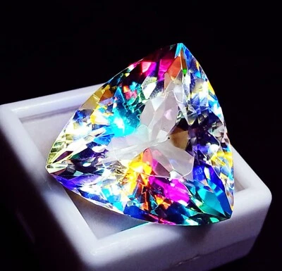 Mystic Quartz 60+Ct Certified Loose Gemstone Trillion Cut With Free Gift - Image 1 of 4