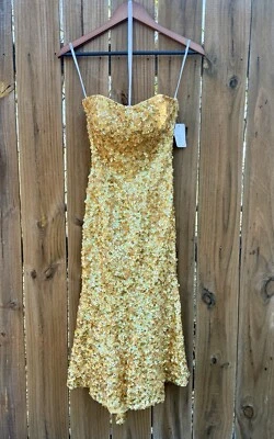 Vestido de graduación Alyce Designs lentejuelas doradas - Talla 0 Nuevo con etiquetas Foto 1 de 4