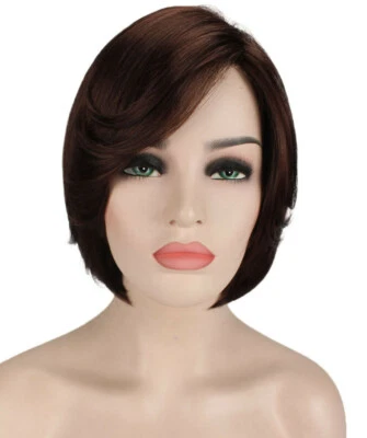 Mary - Peluca completa ondulada de fibra sintética Kanekalon, 4,5 - 8,5", castaño rojizo oscuro Foto 1 de 4