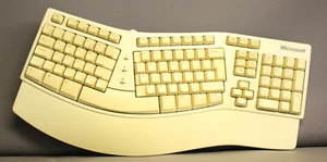 MICROSOFT PS/2 ERGONOMIC STYLE NATURAL ELITE KEYBOARD VINTAGE - Picture 1 of 12