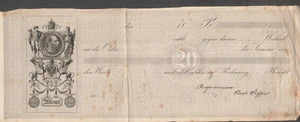 Austria 20 kreuzer timbro carta timbrata assegno di trasporto - Foto 1 di 1