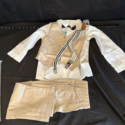 Conjunto de traje de 3 piezas para niños con camisa de vestir, chaleco y pantalones 4-5 años C94 Foto 1 de 4
