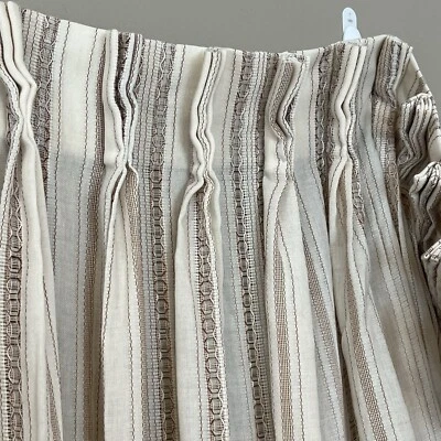 Cortina plisada de pellizco de colección 2 paneles cortinas tejidas texturizadas marfil marrón mcm boho Foto 1 de 4