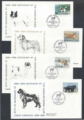 1988 Dogs of Canada 1888-1988 Centenary of The Canadian Kennel Club FDCs - Image 1 of 2