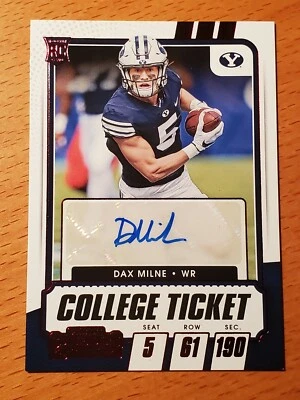 2021 Contenders Draft Red Foil #285 Dax Milne BYU Washington Rookie Auto - Image 1 of 2