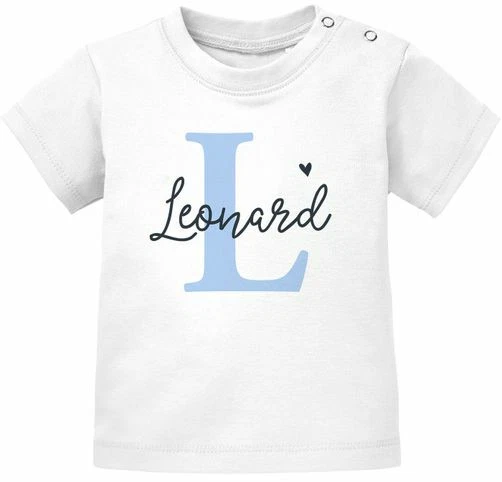 SPECIALME Baby T-Shirt mit Namen personalisiert Herz Initiale Anfangsbuchstabe Geschenk
