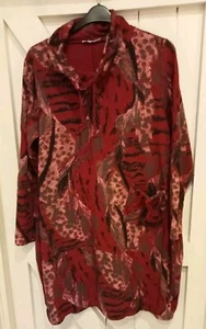 Made In Italy Red Abstract Print Ladies Thick Jersey Tunic Dress♡SIZE L/UK 18/20 - Picture 1 of 8
