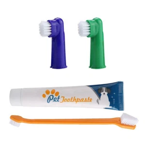 Cute Small Pet Dog Cat Finger Tooth Brush Set Back Up Toothbrush Toothpaste - Picture 1 of 10