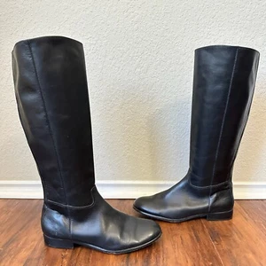 CORSO COMO Classic Tall Riding Boots Womens Sz 7 Black Italian Leather Knee High - Picture 1 of 12