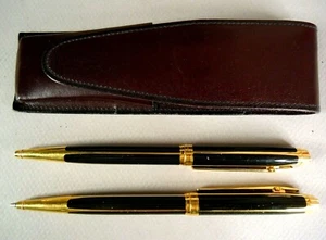ELYSEE Parthenon Ballpoint Pen & Mechanical Pencil Set, Black/Gold Stripes, Case - Picture 1 of 12