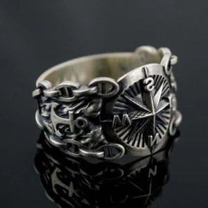 Biker Arrogant Motorcycle Power Inspiration Viking Compass Open Adjustable Rings - Picture 1 of 8