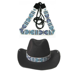 Banda de sombrero con cuentas de semillas occidentales banda de sombrero de vaquero suroeste banda de sombrero multicolor - Imagen 1 de 2