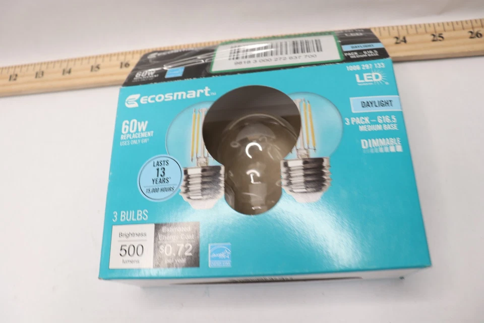 (2-Pk) Ecosmart Dimmable Energy Star CEC Filament LED Light Bulb Daylight 60W - Image 1 of 4