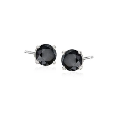 Ross-Simons 1,00 ct. t.w. Aretes de diamantes negros en oro blanco de 14 k Foto 1 de 4