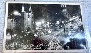 VINTAGE 1948 POST CARD SANTA CLAUS LANE HOLLYWOOD PARADE Black and White Photo - Picture 1 of 3