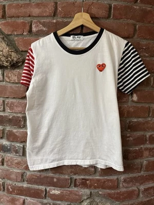 Camisa Comme Des Garçons Play Heart Tri Color Rayas Talla M Foto 1 de 4