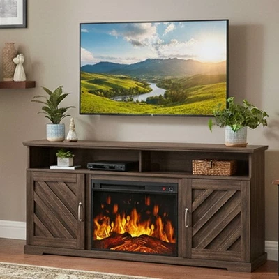 Chimenea Eléctrica Soporte TV para 65 70 75 pulgadas TV con Control Remoto, Granja Foto 1 de 4