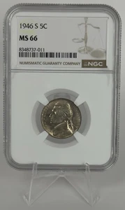 1946-S Jefferson Nickel NGC MS66 Doubling RPM Brilliant Uncirculated Toned - Picture 1 of 12