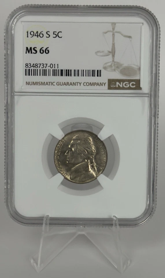 1946-S Jefferson Nickel NGC MS66 Doubling RPM Brilliant Uncirculated Toned - Image 1 of 4