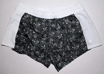 NWOT Asics Running Shorts M White Black Gray Lavender Mini Floral FreeS&H - Image 1 of 3