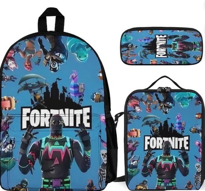 New Fortnite 3 Pcs Backpack Set Large Capacity Backpack, Pencil Bag & Lunch Bag - Image 1 of 4