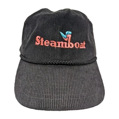 De colección Steamboat Colorado Esquí Pana Sombrero Escritura Logo Cuerda Snap Back Gorra de Béisbol Foto 1 de 4