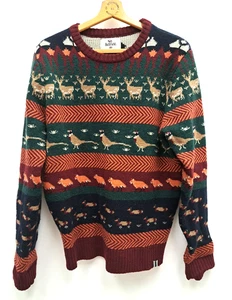 Bellfield Sweater Fairisle Christmas Autumnal Acrylic Knit Jumper Size XL - Picture 1 of 12