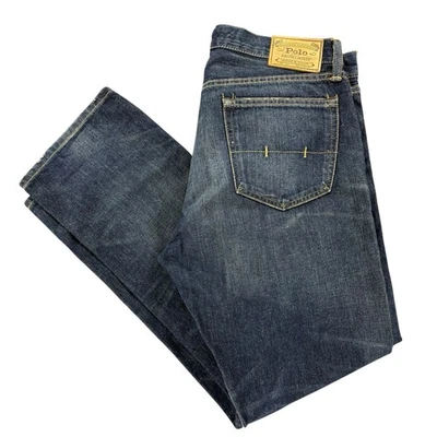 Jeans jeans Polo Ralph Lauren masculino 33x30 selvedge Hampton reto lavagem escura - Imagem 1 de 4