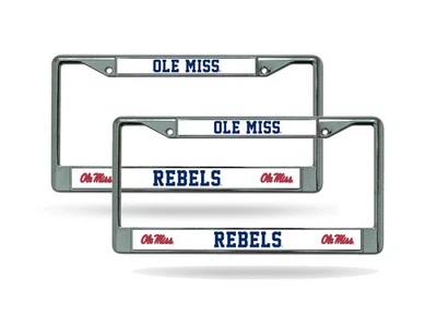 Ole Miss Rebels Mississippi Chrome Metal License Plate Frame - Set of 2 Frames - Image 1 of 4