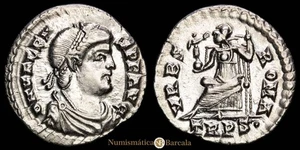 Valente. Silicua (2,05 g.). Treveri, 367-375 d.C. Ch109. RICTre27e. EBC. Buena a - Foto 1 di 3