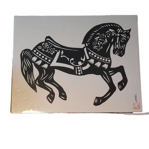 War Horse Decor Paper Cutting Chinese Artwork  Hou-Tien Cheng 8 x 10 Signed VTG - Picture 1 of 10