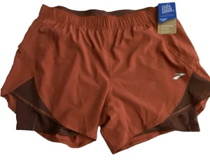 Brooks Woman Size XL Copper Run Raisin Chaser 2 in1 5" Shorts Recycled Fabri - Picture 1 of 11