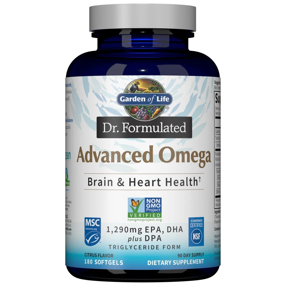 Dr. Formulated Advanced Omega Garden of Life Brain Heart Health 180 Softgels 3a5